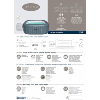 FULL ZESTAW DMUCHANE JACUZZI SPA HAWAII 180x180x71 cm 6 os. - BESTWAY 60031