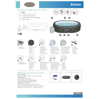 Dmuchane jacuzzi spa Mauritius 270x180x71 cm 7 os. WiFi - Bestway 60067