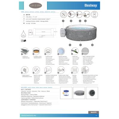 Dmuchane jacuzzi spa Budapest 196x66 cm 6 os. WiFi - Bestway 60179