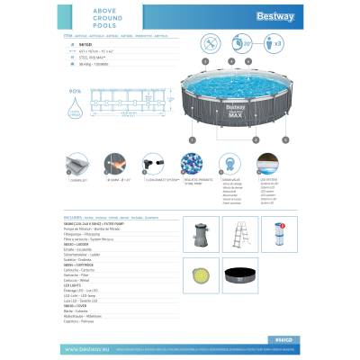 11w1 Basen stelażowy Steel Pro MAX LED 457x107 cm - Bestway 561GD