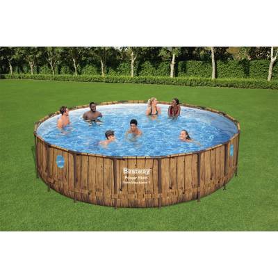 10w1 BASEN OGRODOWY RATAN Z OKNAMI SWIM VISTA 549x122 cm - Wood Design - BESTWAY 56977