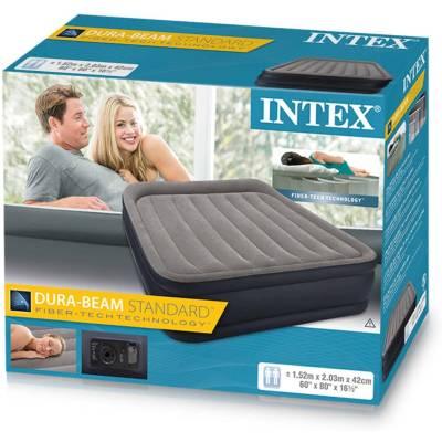 DMUCHANY WELUROWY MATERAC DO SPANIA 203x152x42 cm - INTEX 64136